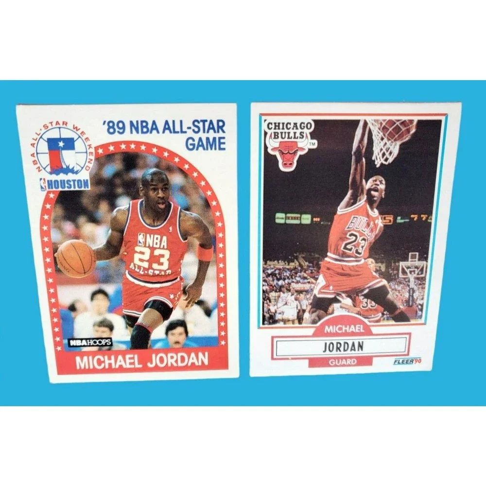 2X MICHAEL JORDAN NBA Hoops 89 AllStar Game #21 & 90-91 Fleer #26 Chicago Bulls